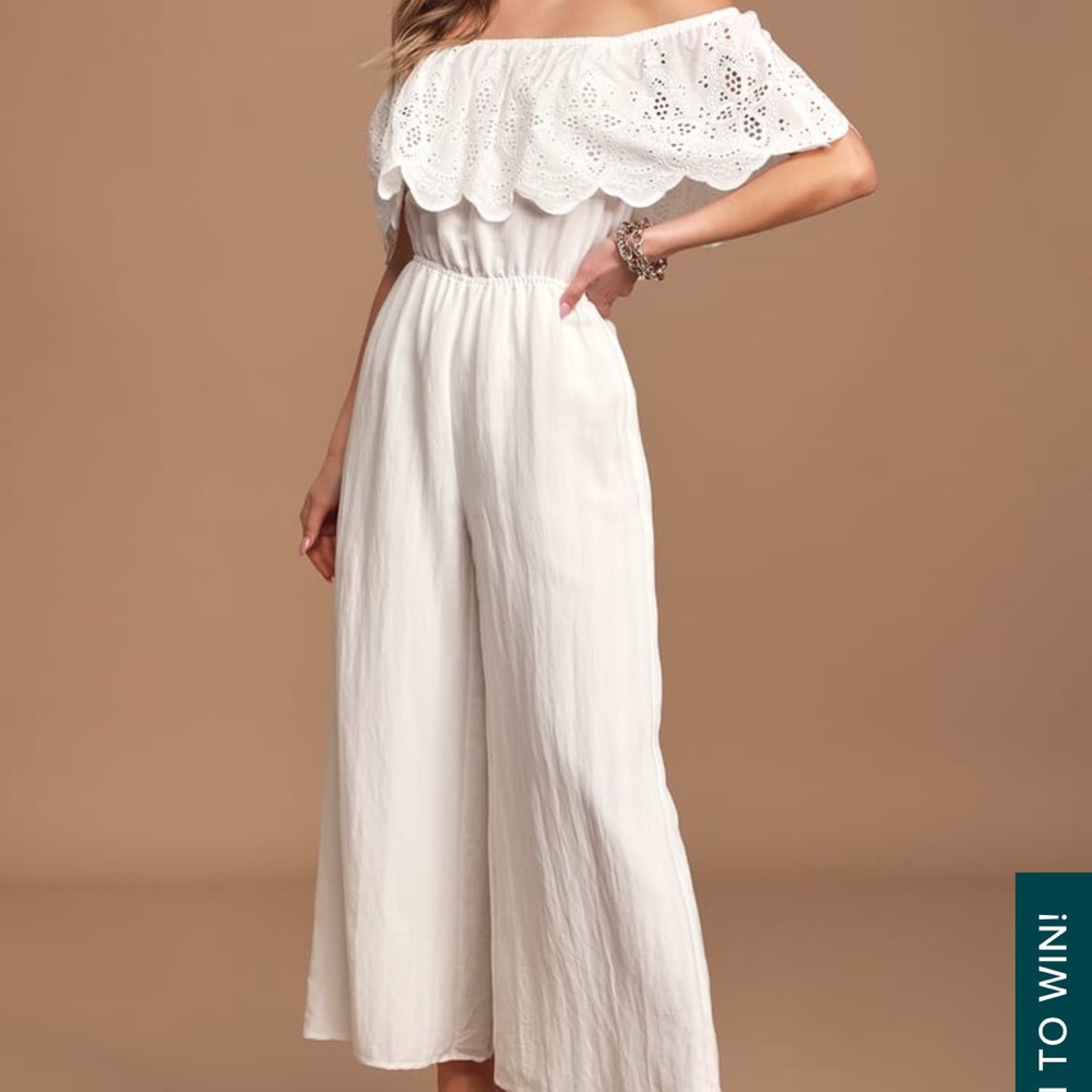 Lulu’s Off Shoulder Eyelet Jumpsuit